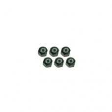 3racing (#3RAC-N20/BL/V2) 2mm Aluminum Lock Nuts (6 Pcs) - Black