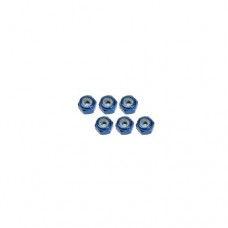 3racing (#3RAC-N20/BU/V2) 2mm Aluminum Lock Nuts (6 Pcs) - Blue