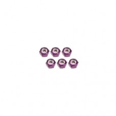 3racing (#3RAC-N20/PU/V2) 2mm Aluminum Lock Nuts (6 Pcs) - Purple