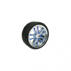 3racing (#WH-03/BU) 1/10 5 Dual Spoke Rim & Tyre Set On Road (0 Offset - 24mm) 4pcs- Blue